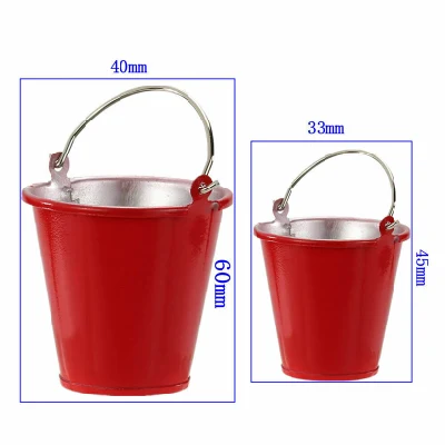 1/10 RC Car Truck Accessories Full Metal Bucket with Handle (RED) 2PCS Kit